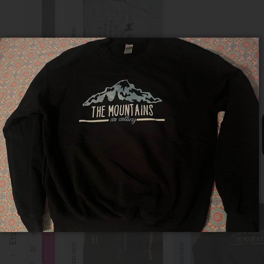 The Mountains are Calling Crew Neck Sweater- Black